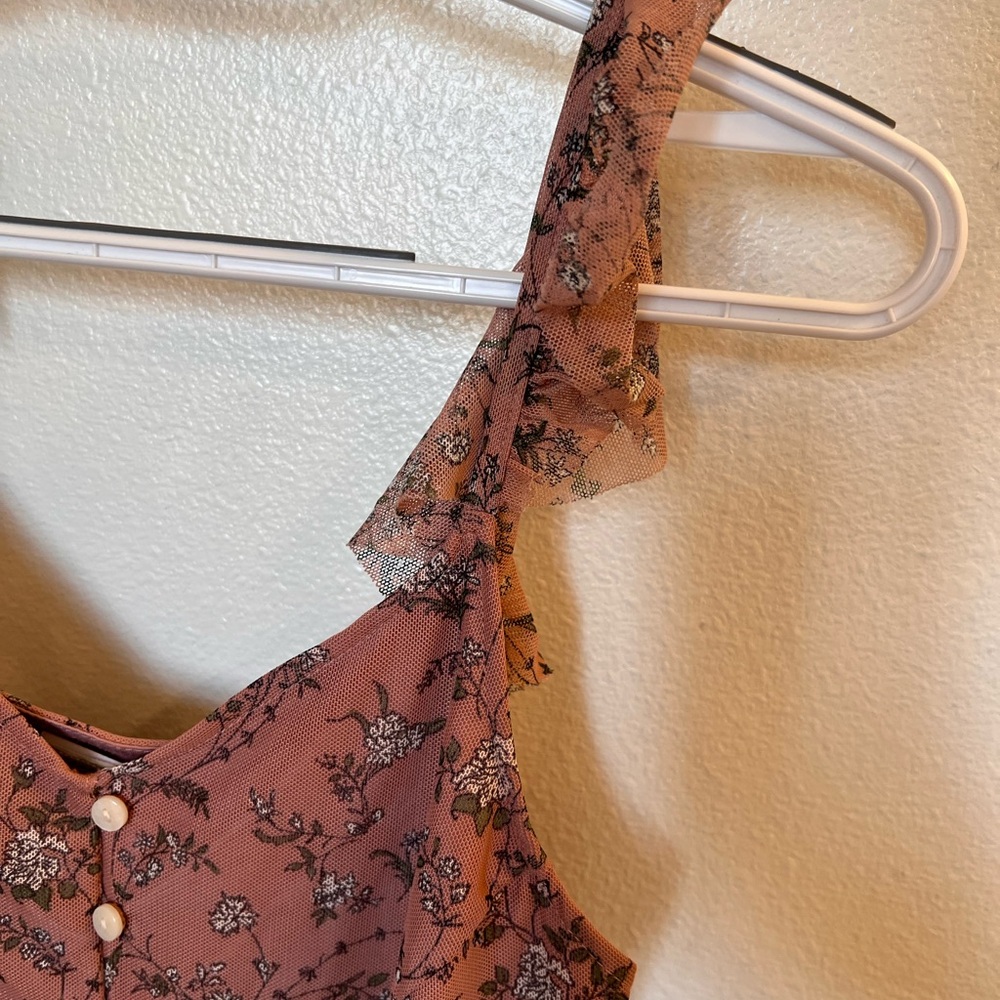 Floral Ruffle Strap Top - Pink - Picture 3 of 5